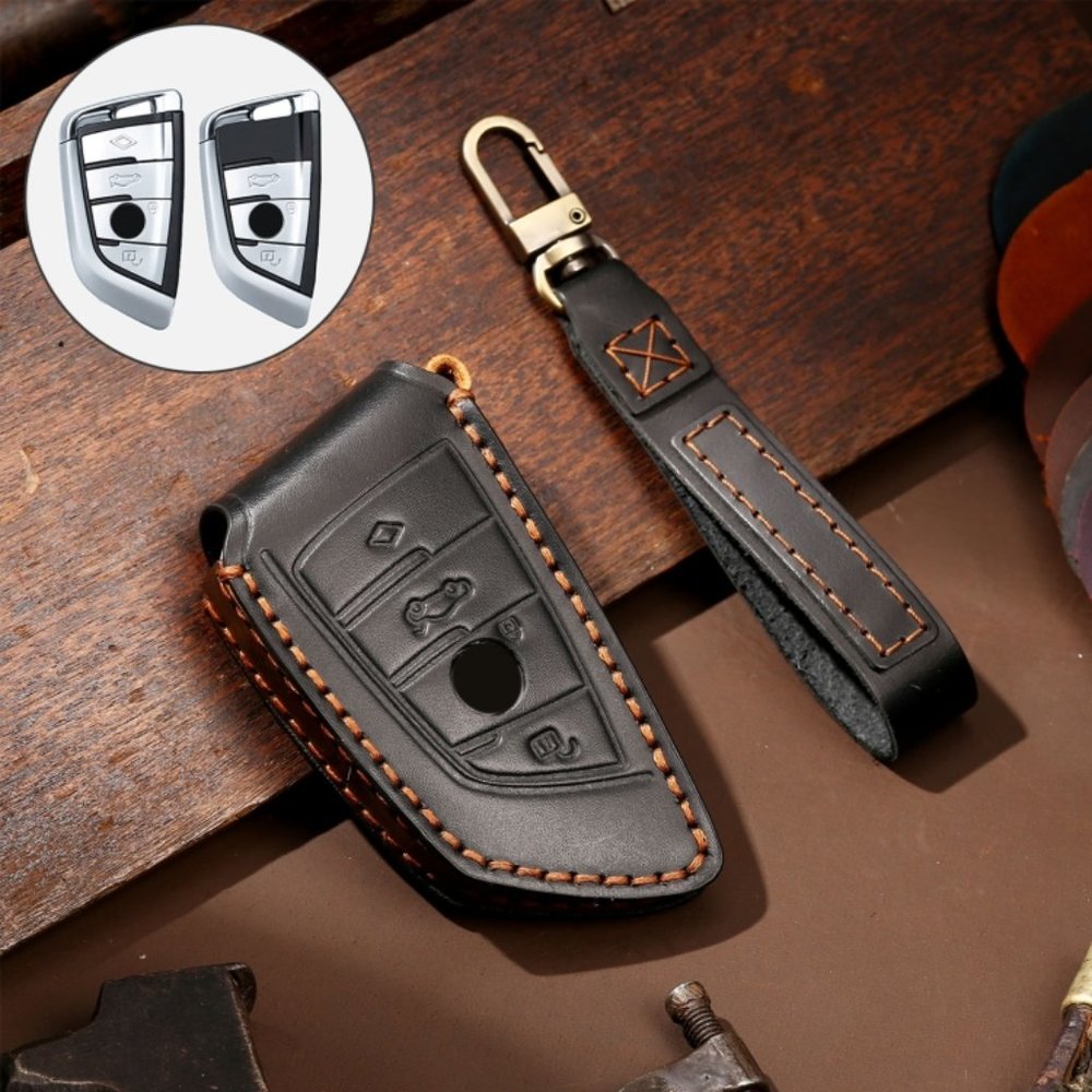 BMW Leather Key Fob Cover Case Black   #751